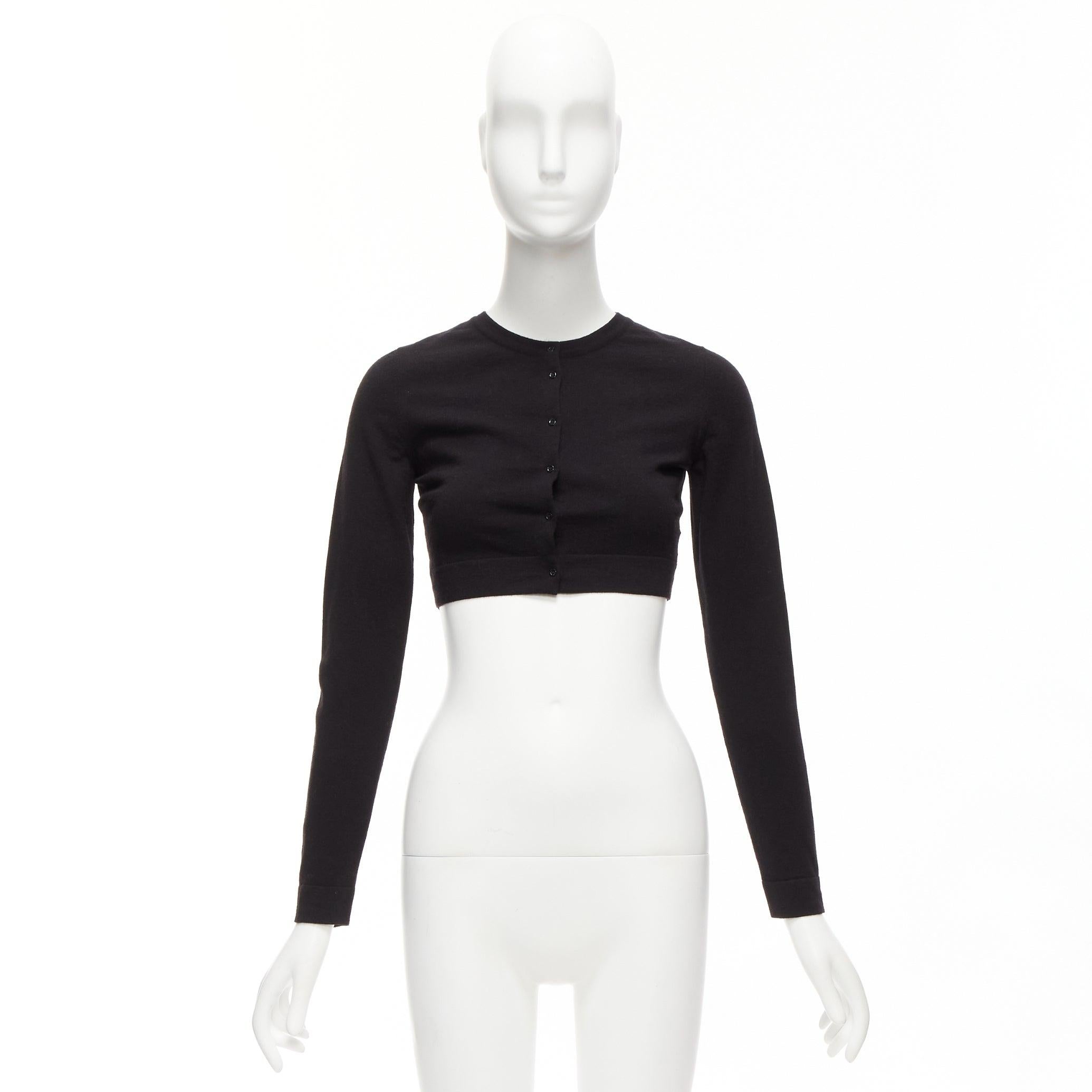 ALAIA cardigan cropped à manches longues, boutonné sur le devant, en laine mélangée noire FR36 XS en vente 7