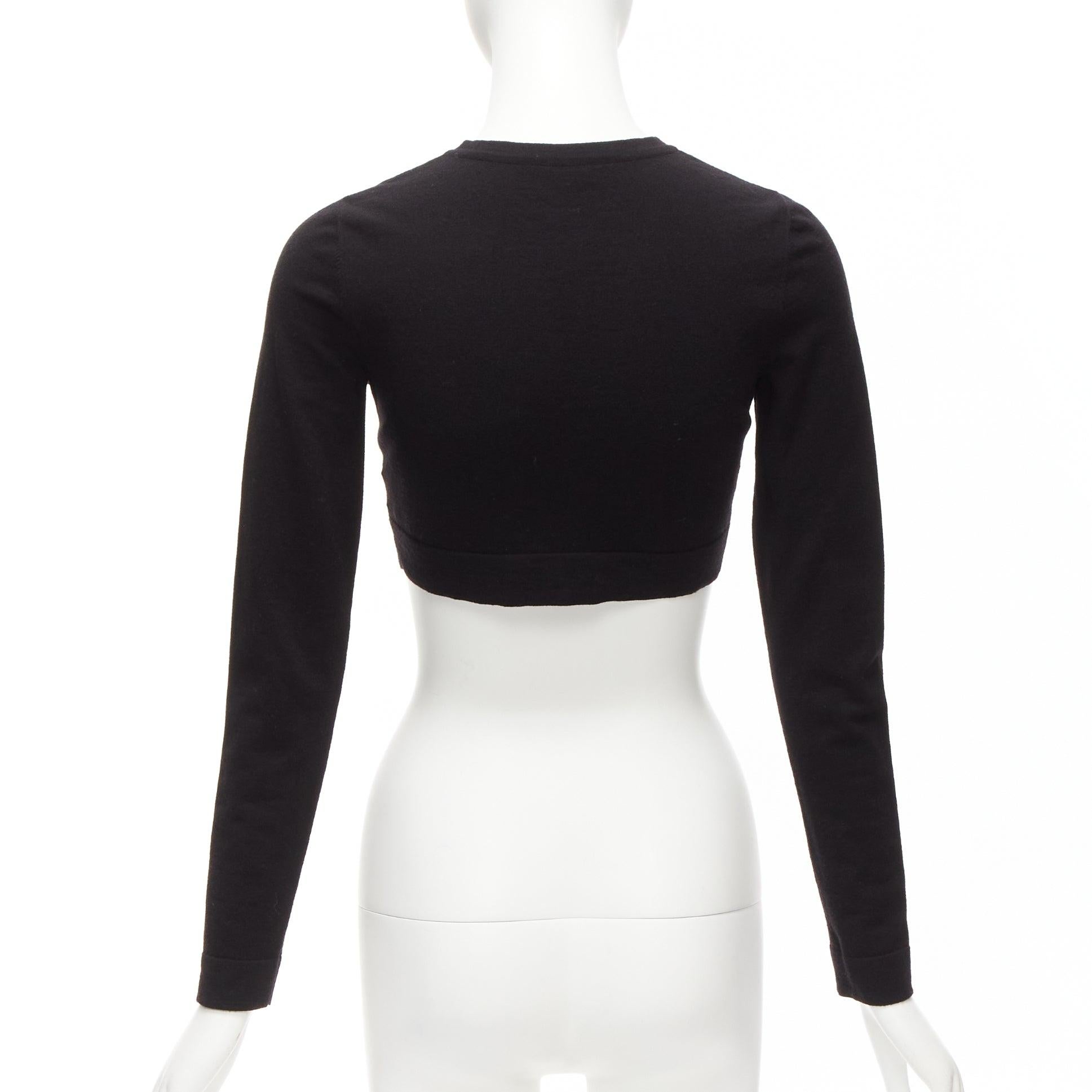 ALAIA cardigan cropped à manches longues, boutonné sur le devant, en laine mélangée noire FR36 XS en vente 2