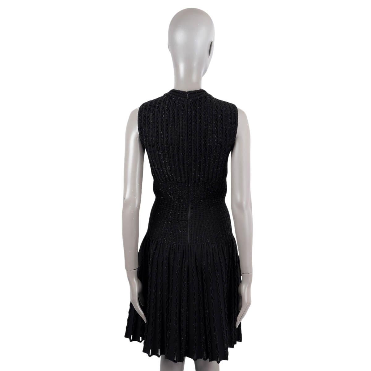 Women's ALAIA black wool blend CUT-OUT SLEEVELESS LUREX KNIT Dress 38 S For Sale