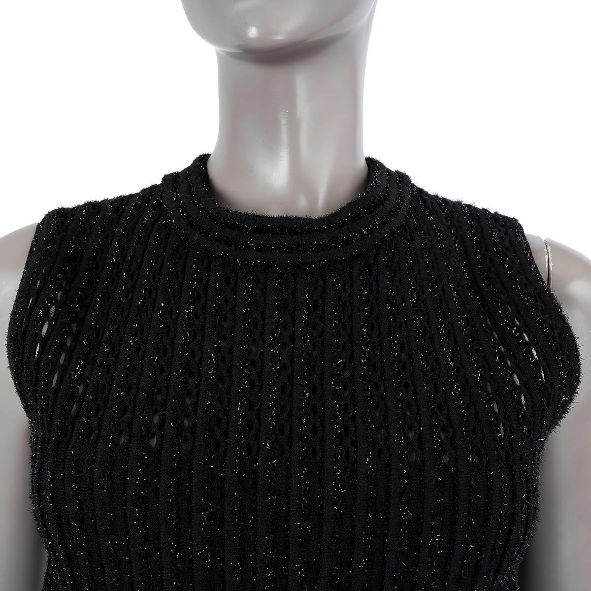 ALAIA black wool blend CUT-OUT SLEEVELESS LUREX KNIT Dress 38 S For Sale 1