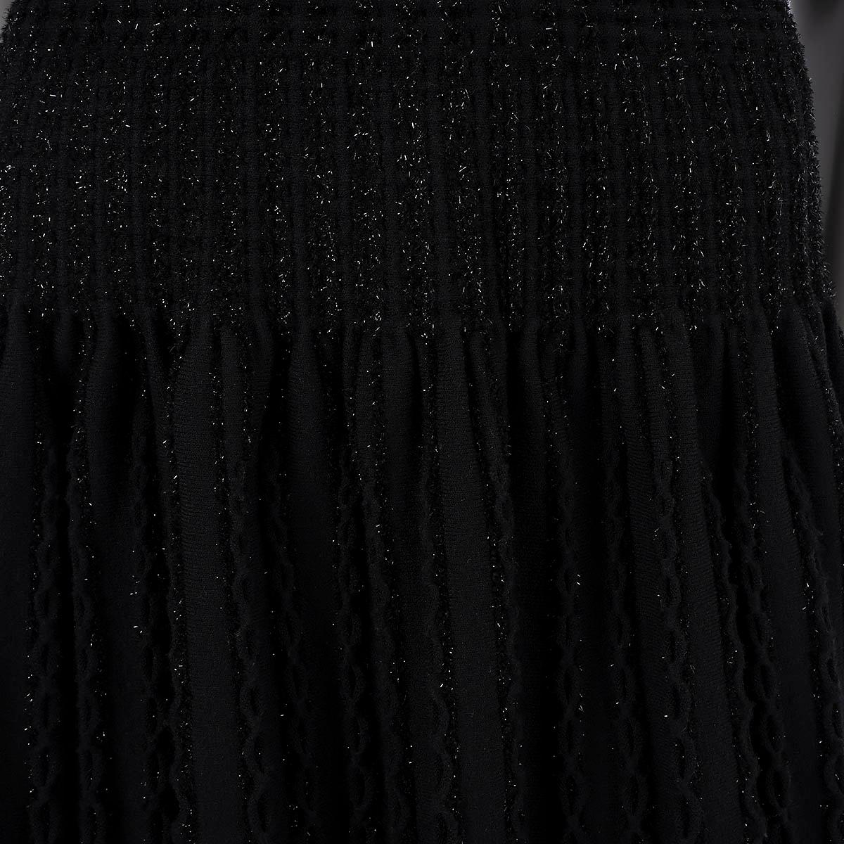 ALAIA - Robe en laine mélangée noire à découpes et sans revers en tricot LUREX 38 S en vente 2