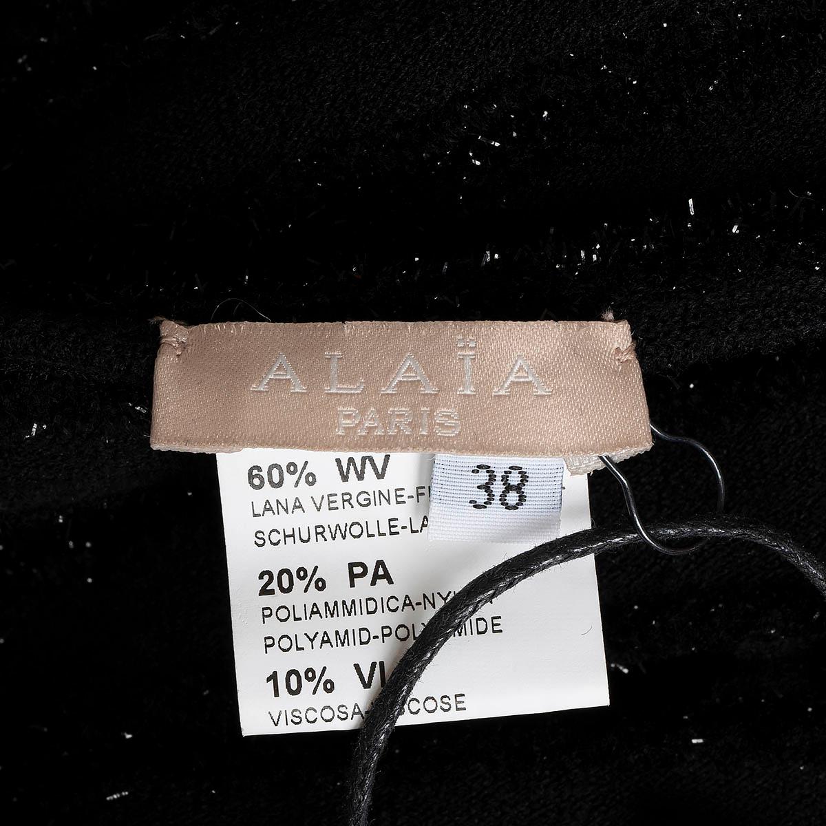 ALAIA - Robe en laine mélangée noire à découpes et sans revers en tricot LUREX 38 S en vente 3