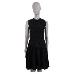 ALAIA black wool blend CUT-OUT SLEEVELESS LUREX KNIT Dress 38 S