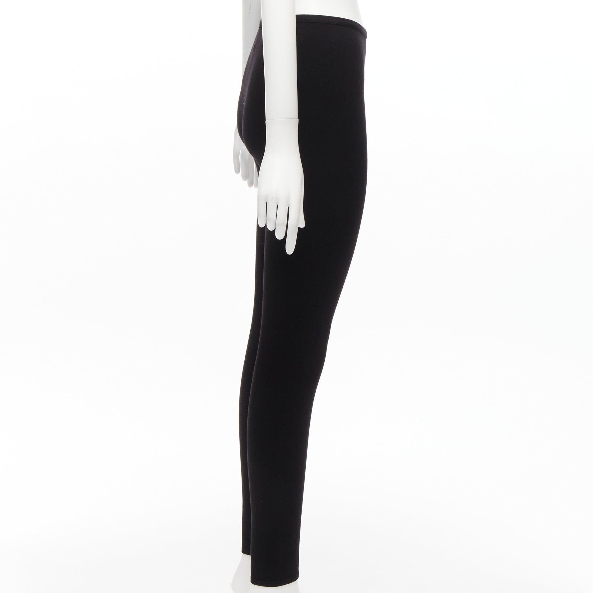 Black ALAIA black wool blend minimal classic soft skinny long legging FR38 M For Sale