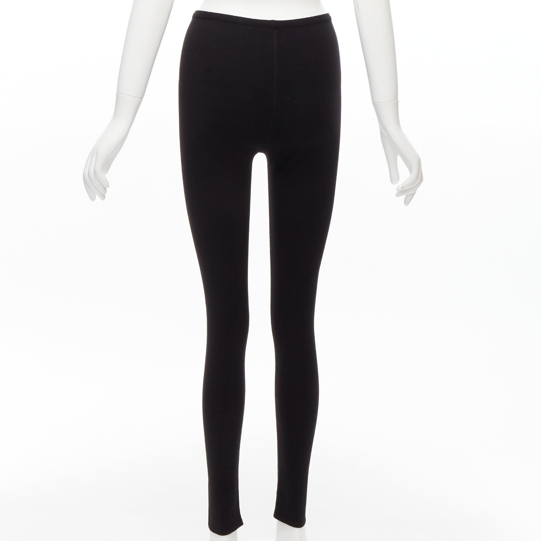 ALAIA black wool blend minimal classic soft skinny long legging FR38 M In Excellent Condition For Sale In Hong Kong, NT