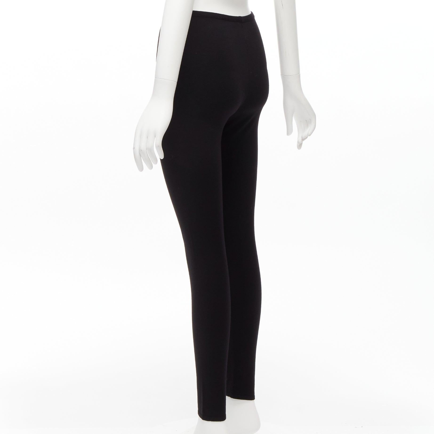 Women's ALAIA black wool blend minimal classic soft skinny long legging FR38 M For Sale