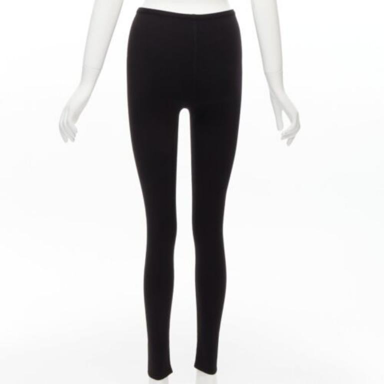 Women's ALAIA black wool blend minimal classic soft skinny long legging FR38 M