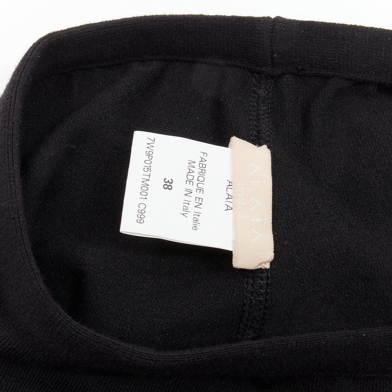 ALAIA black wool blend minimal classic soft skinny long legging FR38 M For Sale 3