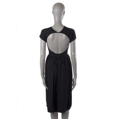 ALAIA black wool blend OPEN BACK KNIT Short Sleeve Dress S