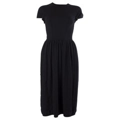Vintage ALAIA black wool blend OPEN BACK KNIT Short Sleeve Dress S