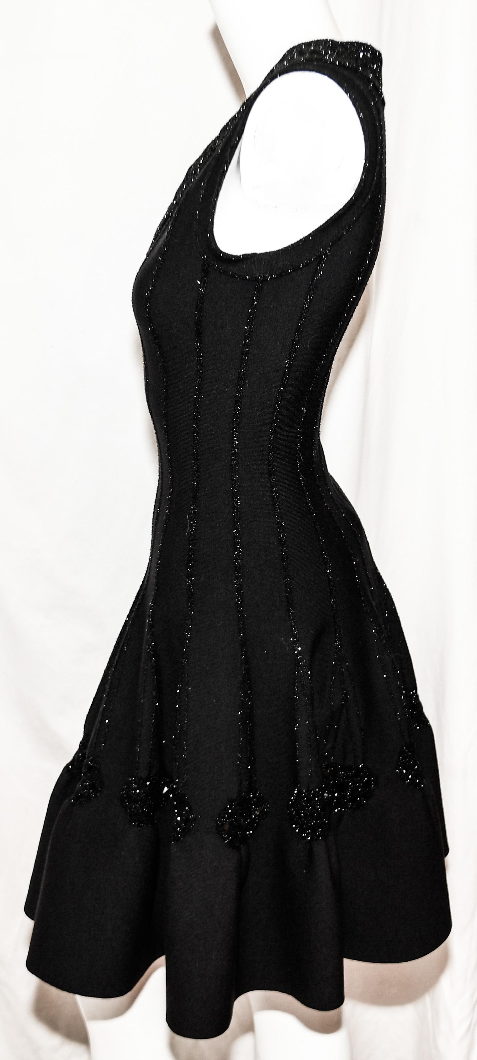 Alaia Black Wool Blend Punch Hole Decorated Sleeveless Dress In Excellent Condition In Palm Beach, FL