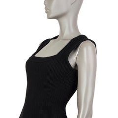 ALAIA black wool blend RUFFLED HEM KNIT Flared Dress 36