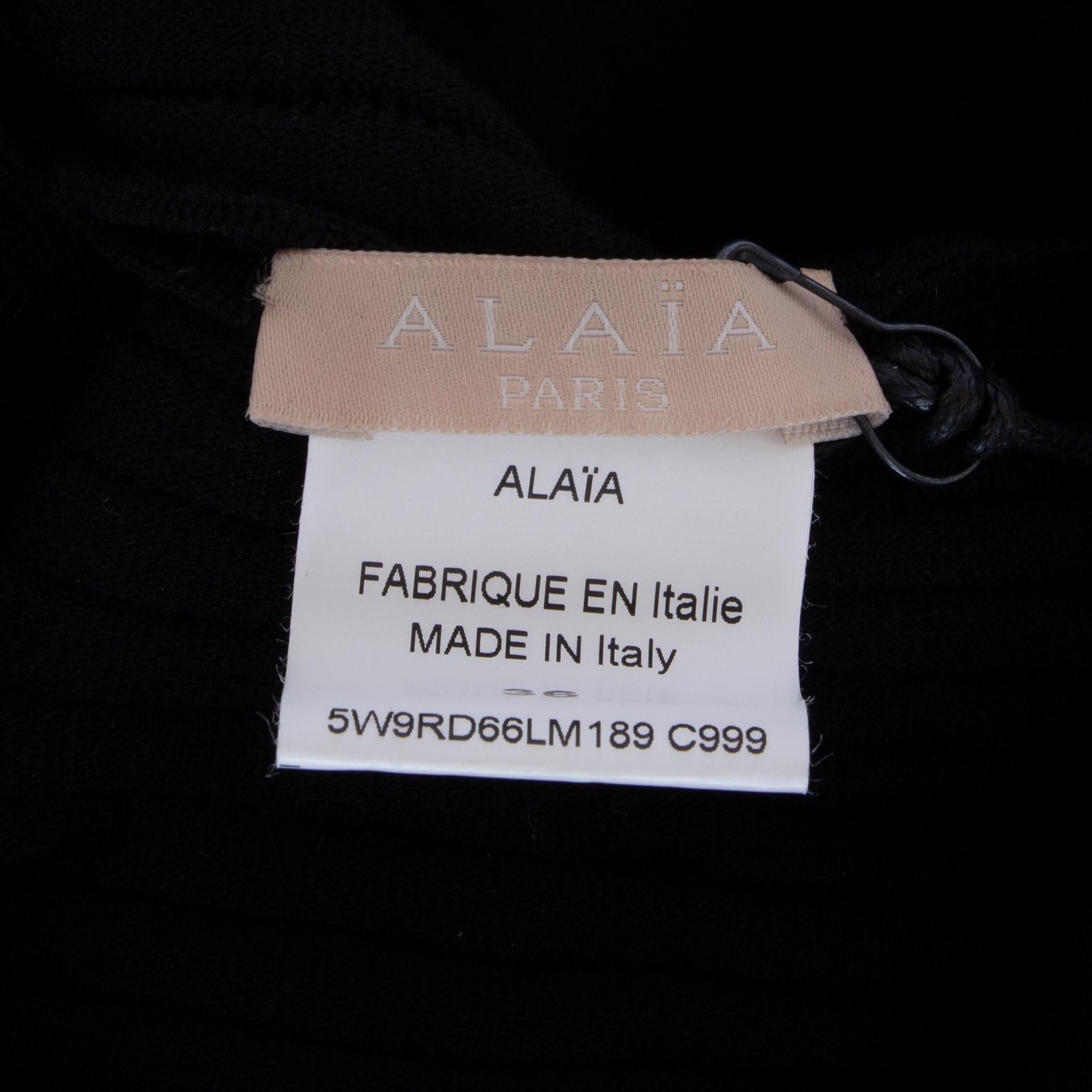 Women's ALAIA black wool blend RUFFLED KNIT GOWN Maxi Dress 36