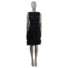 ALAIA black wool blend RUFFLED SLEEVELESS KNIT Dress 40 M