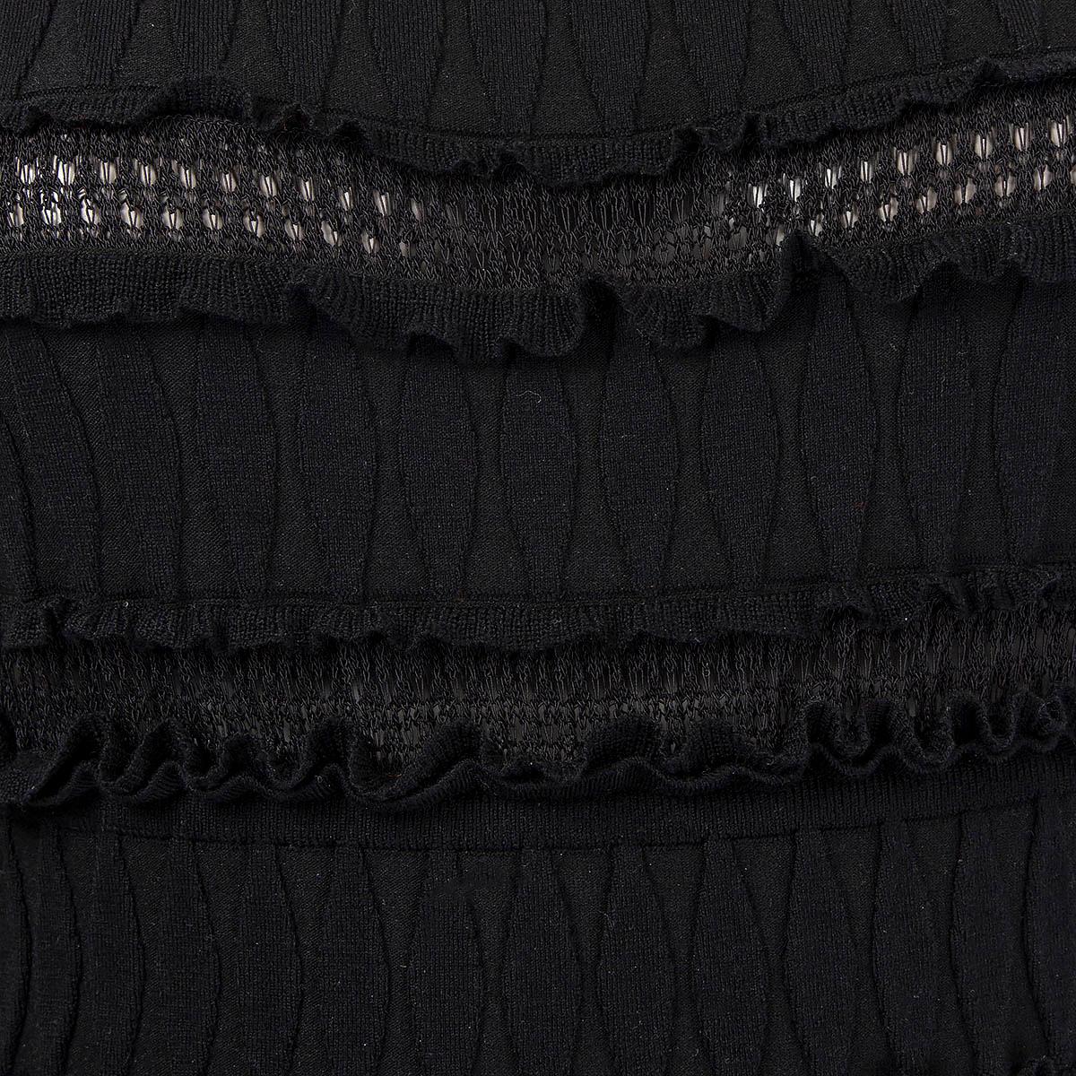 ALAIA black wool blend RUFFLED SLEEVELESS KNIT Dress 40 M For Sale 1