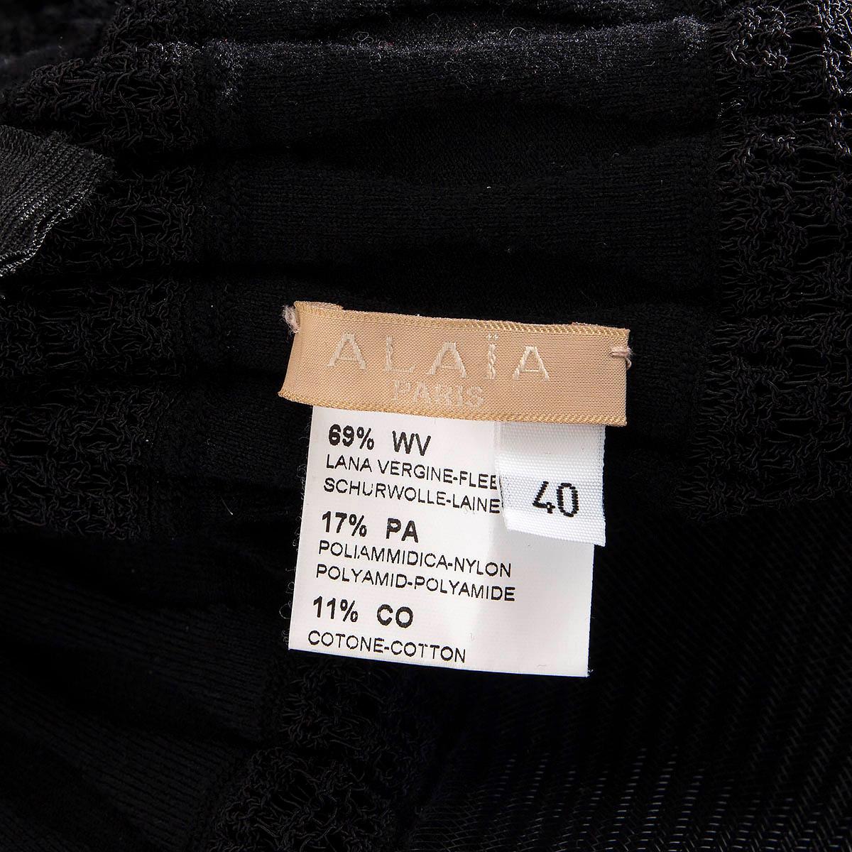 ALAIA black wool blend RUFFLED SLEEVELESS KNIT Dress 40 M For Sale 2