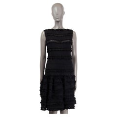 ALAIA black wool blend RUFFLED SLEEVELESS KNIT Dress 40 M