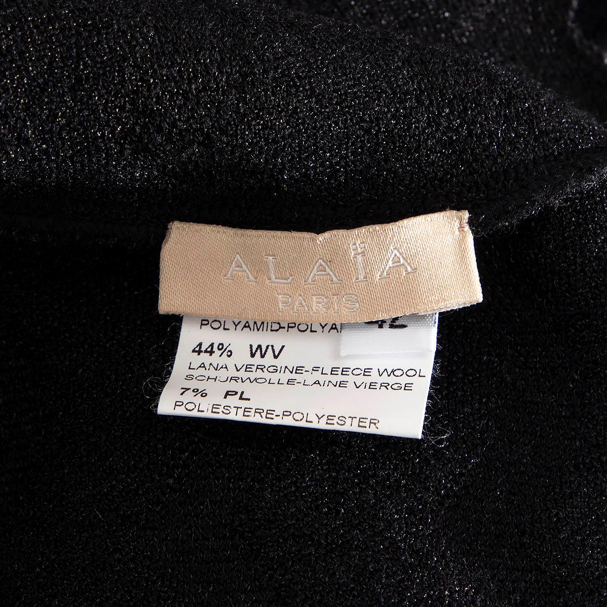 ALAIA black wool blend SCALLOPED BOLERO Cardigan Sweater 42 L For Sale 2