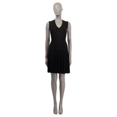 ALAIA black wool blend SLEEVELESS PLEATED KNIT Dress 36 XS