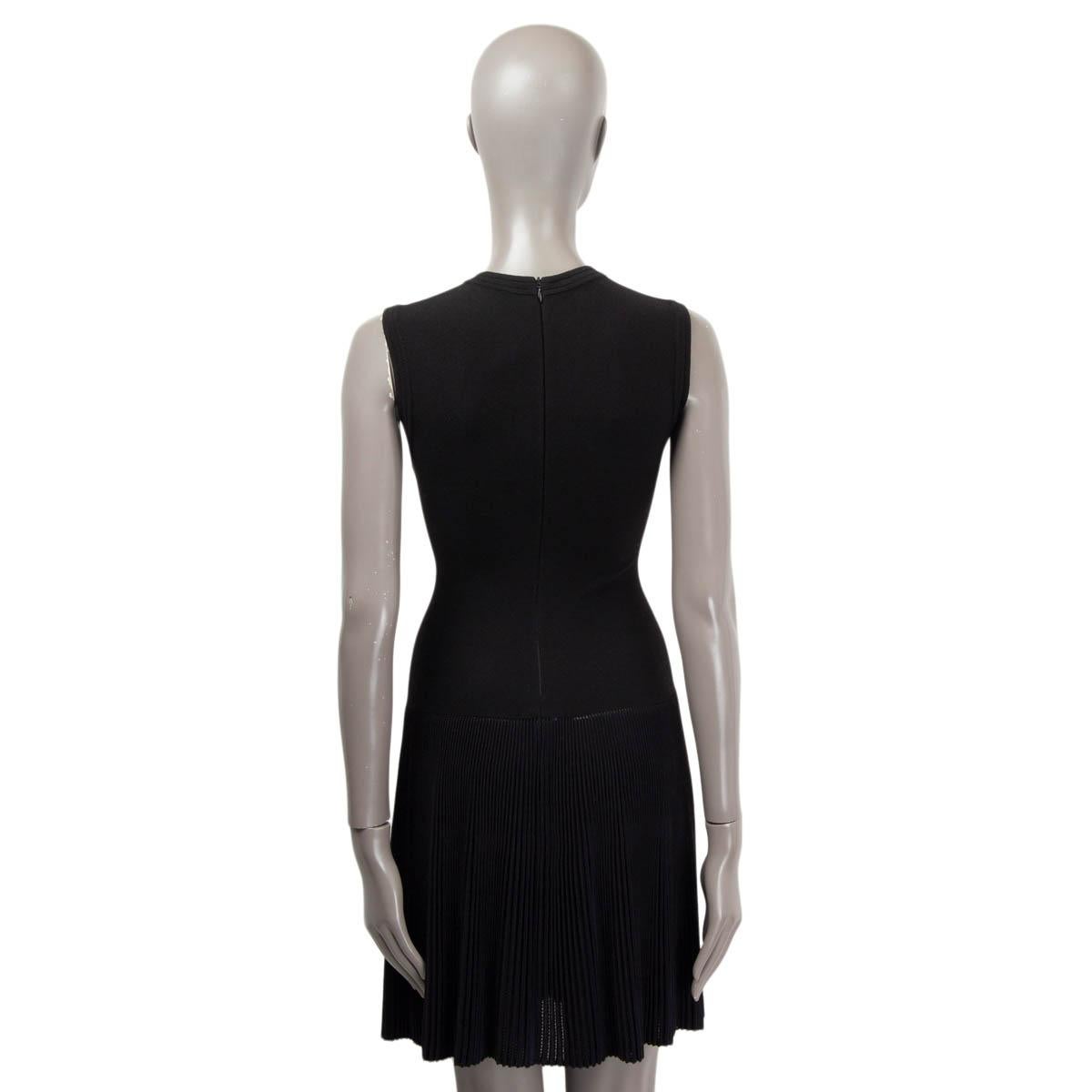 Women's ALAIA black wool blend SLEEVELESS PLEATED KNIT Dress 36 XS For Sale