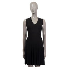 ALAIA black wool blend SLEEVELESS PLEATED KNIT Dress 36 XS