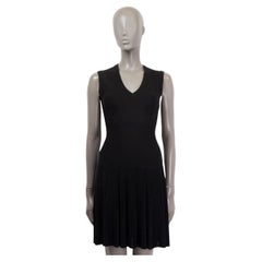 Alaïa - Robe en laine noire mélangée à manches longues en maille, taille 36 XS