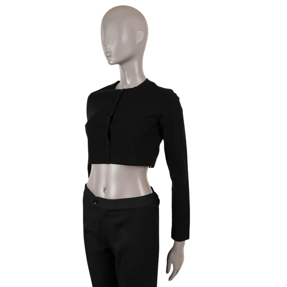 100% authentic Alaïa cropped button cardigan in black wool (87%) and polyester (13%). Has been worn and is in virtually new condition.

Measurements
Model	AA9S02715M879
Tag Size	40
Size	M
Shoulder Width	34cm (13.3in)
Bust From	84cm (32.8in)
Waist