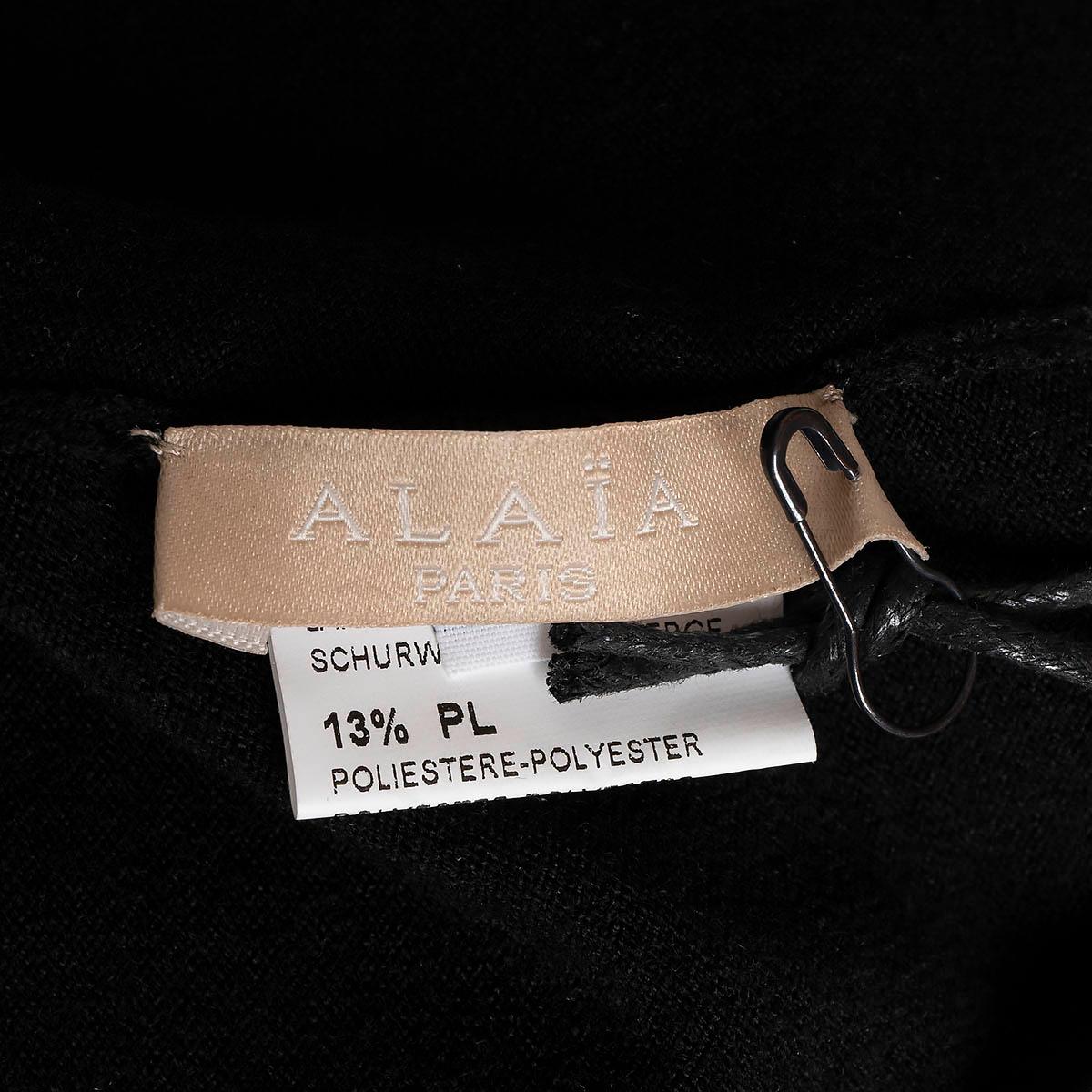 ALAIA black wool CROPPED Cardigan Sweater 40 M 2