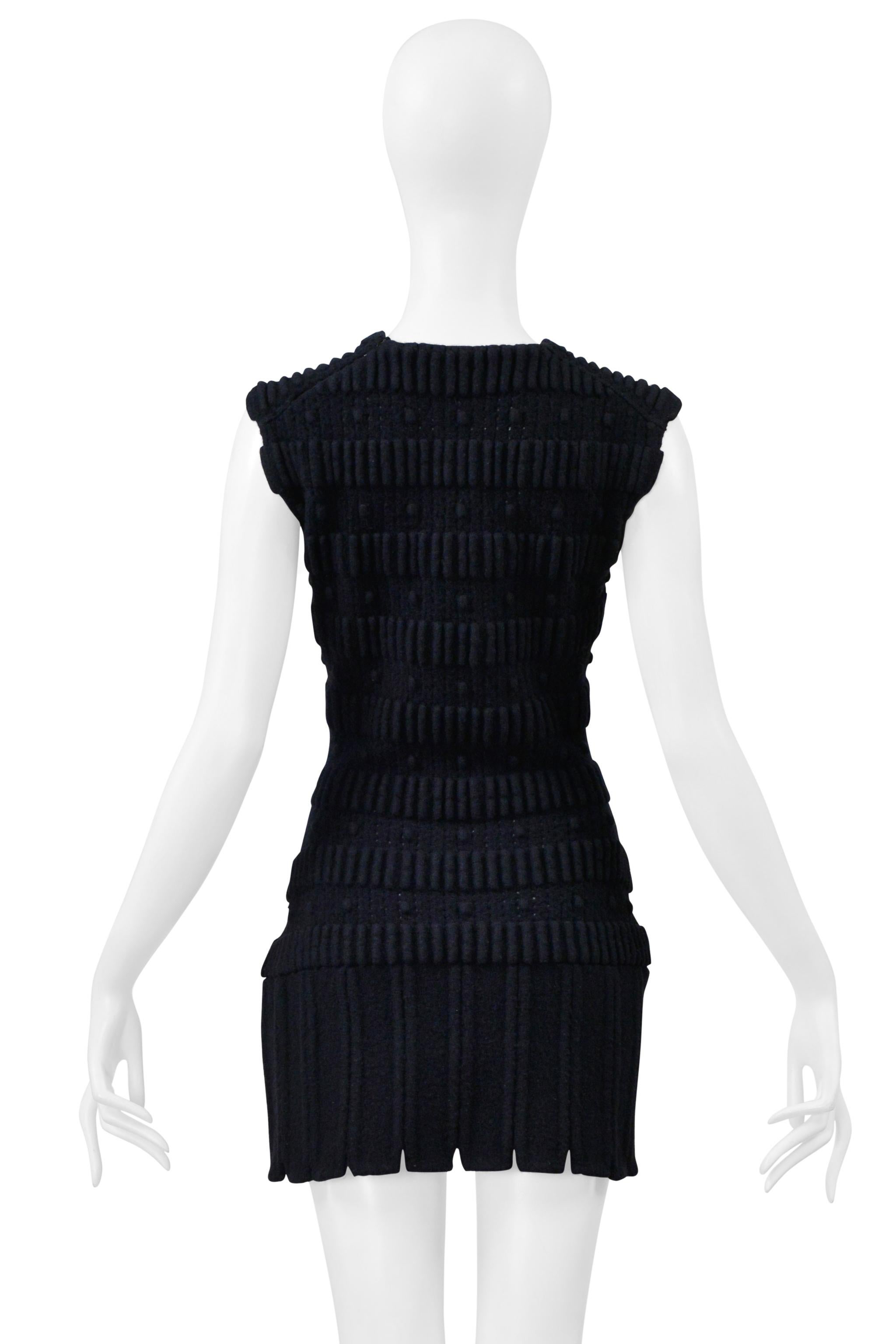 Alaia Schwarzes Wolle Fancy Knit Armor Minikleid Damen im Angebot