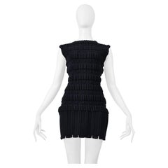 Alaia Black Wool Fancy Knit Armor Mini Dress