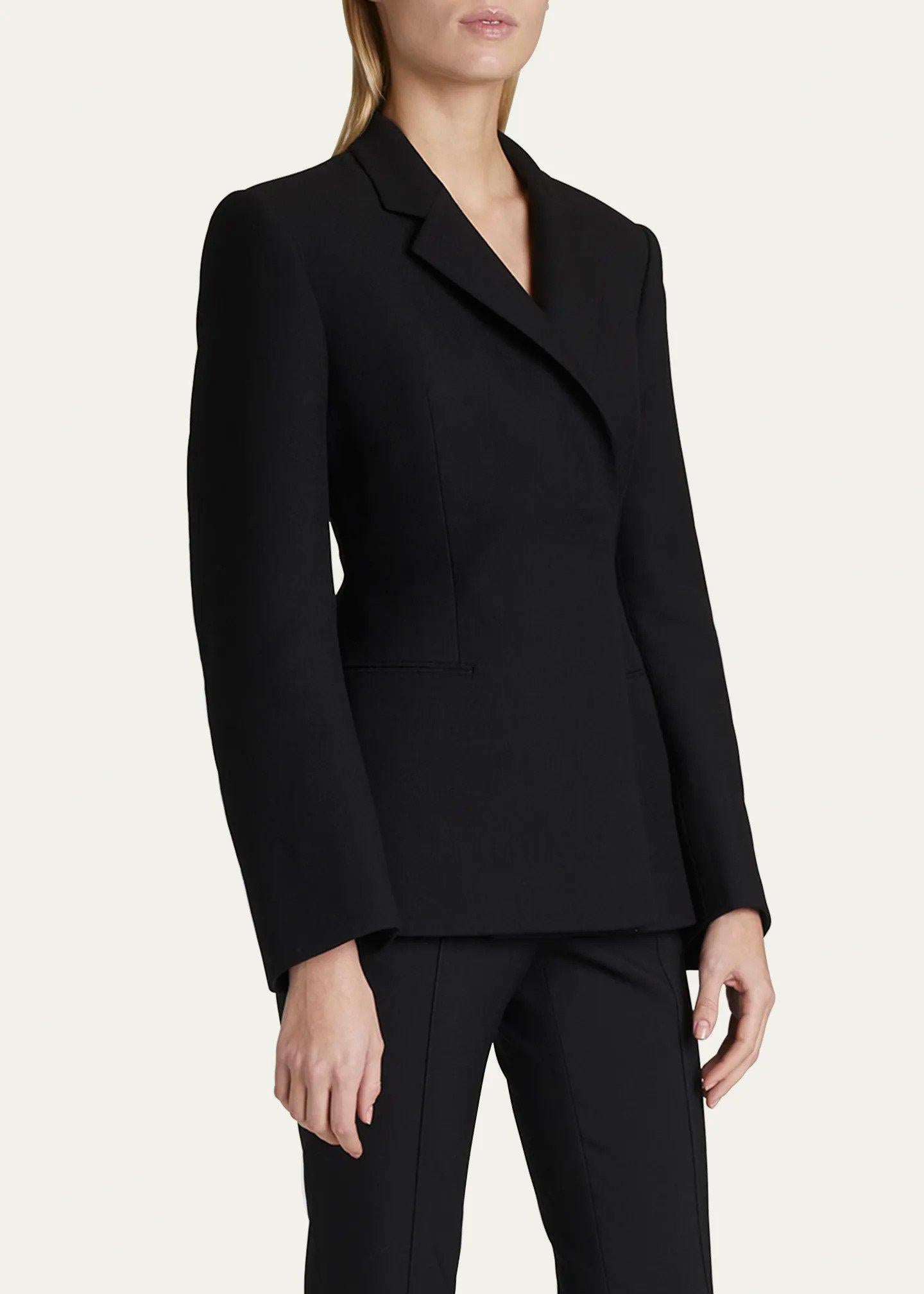 ALAIA Blazer A TAILORED en gabardine de laine noire 42 L en vente 5