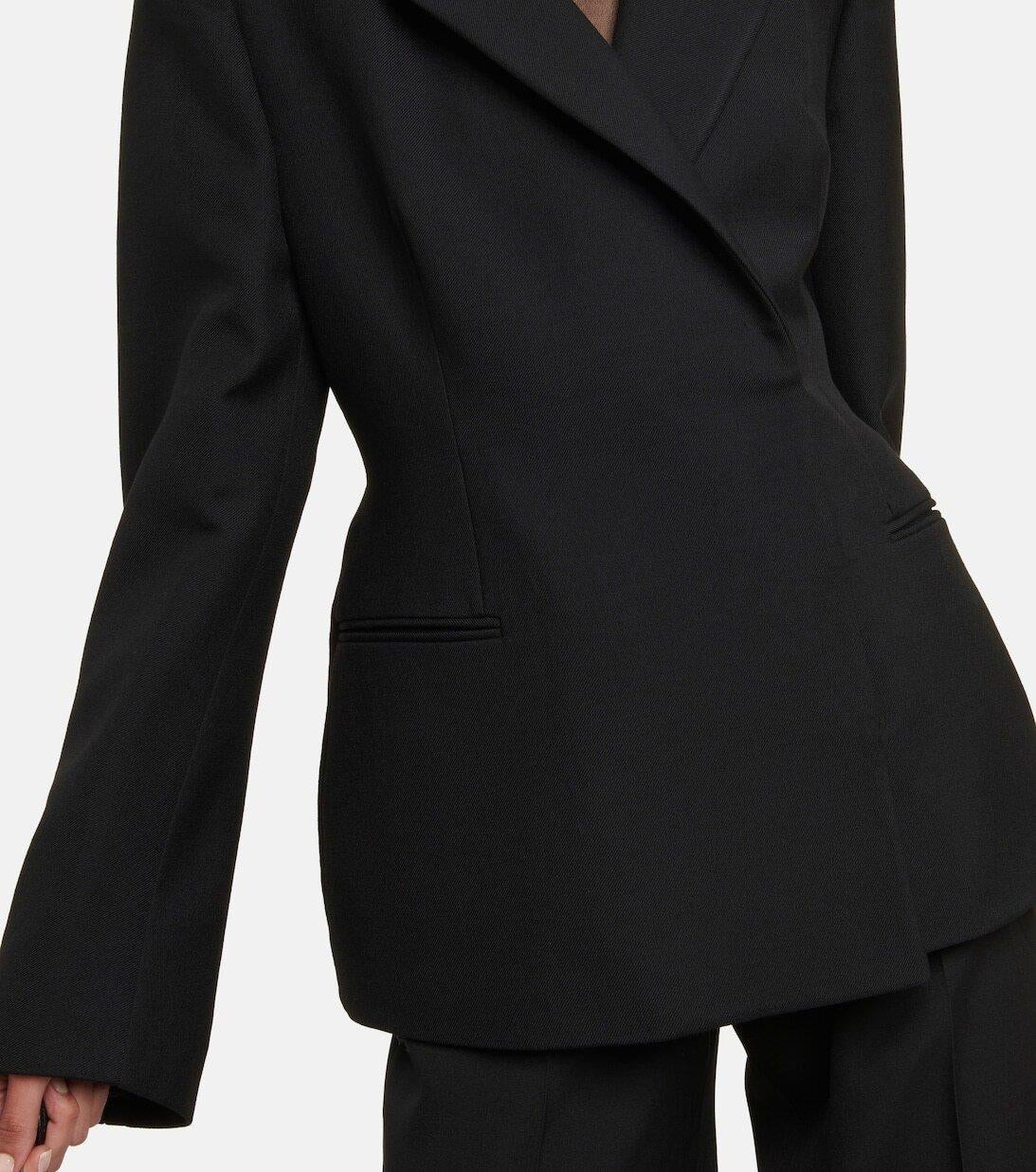 ALAIA black wool gaberdine A TAILORED Blazer Jacket 42 L For Sale 6