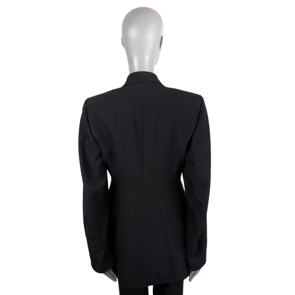 Women's ALAIA black wool gaberdine A TAILORED Blazer Jacket 42 L For Sale