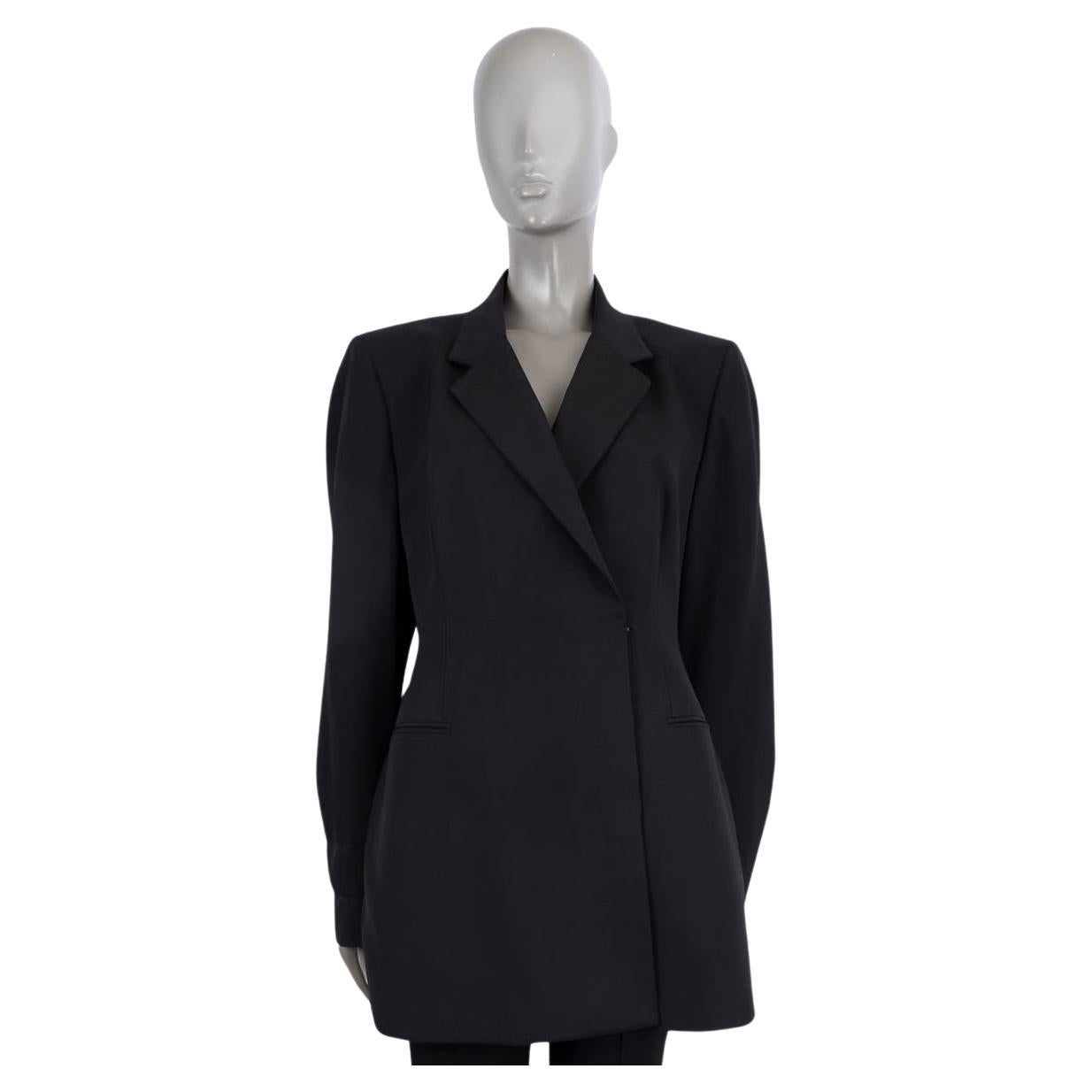 ALAIA black wool gaberdine A TAILORED Blazer Jacket 42 L For Sale