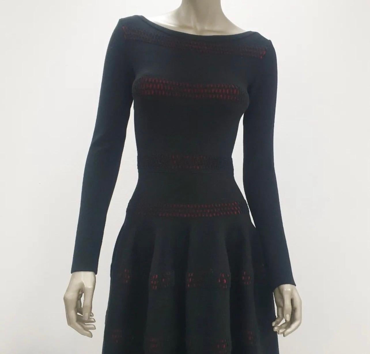 Alaia Black Wool Long Dress In Excellent Condition In Krakow, PL