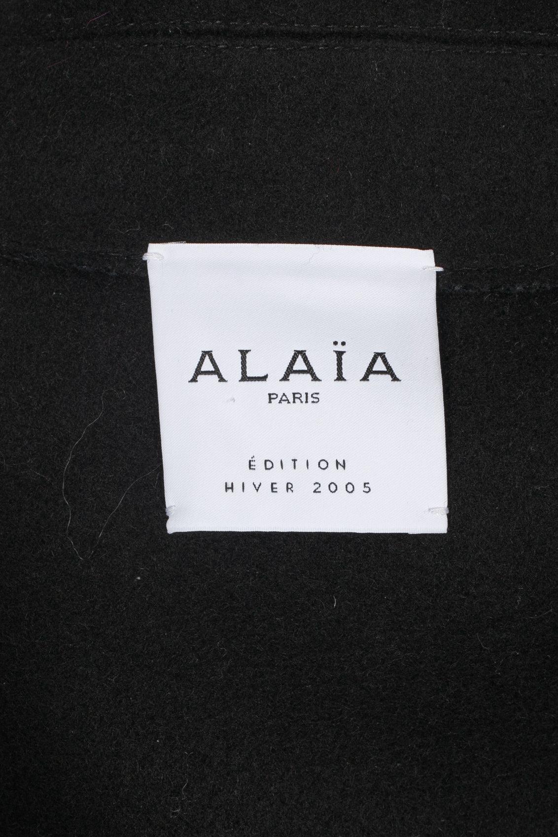 Alaïa Cappotto in lana nera di media lunghezza, 2005 in vendita 3