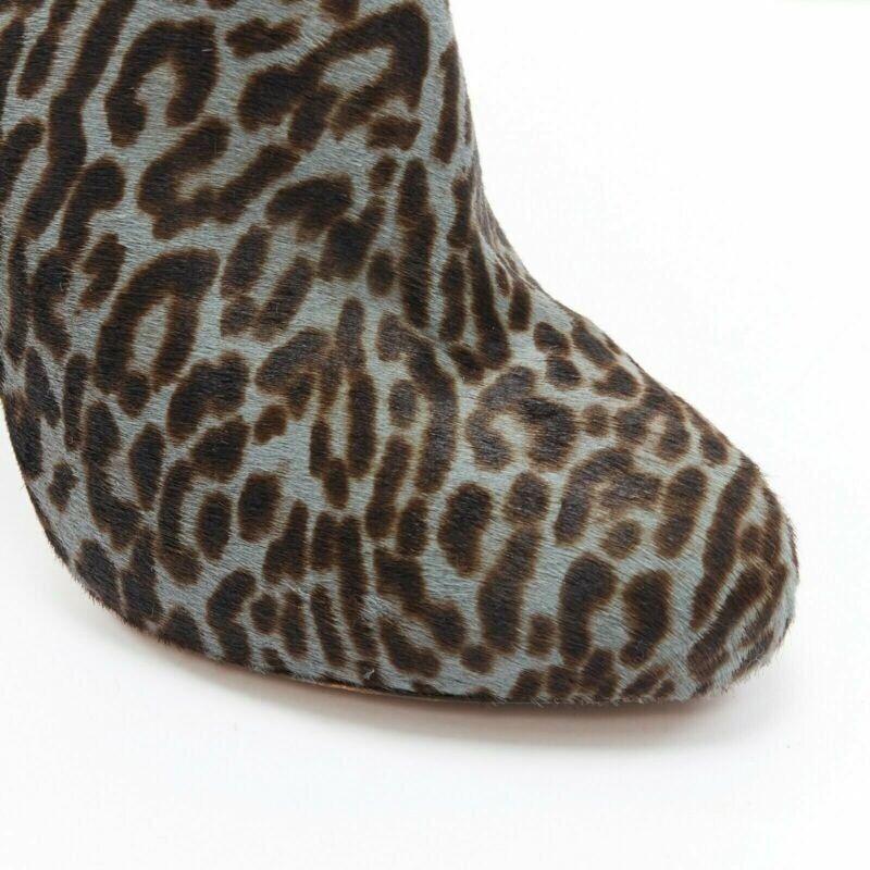 ALAIA blue black leopard print calf hair suede angular wing back bootie EU39.5 For Sale 3