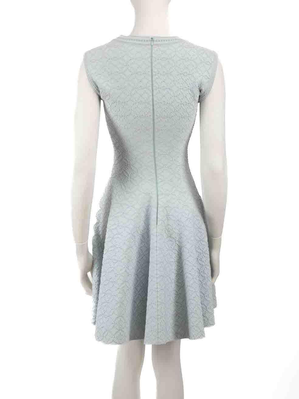 Gray Alaïa Blue Glitter Pattern Knee Length Knit Dress Size M For Sale