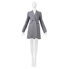 Alaia Blue Grey Tailored Coat With Black Buttons
