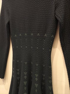 Alaia Bleu ottanio robe à manches longues en laine et viscose taille it40