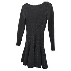 Alaia Bleu ottanio robe à manches longues en laine et viscose taille it40