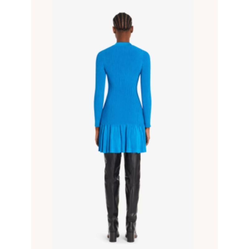 Women's Alaia Blue Ribbed Knit Long Sleeved Dress For Sale