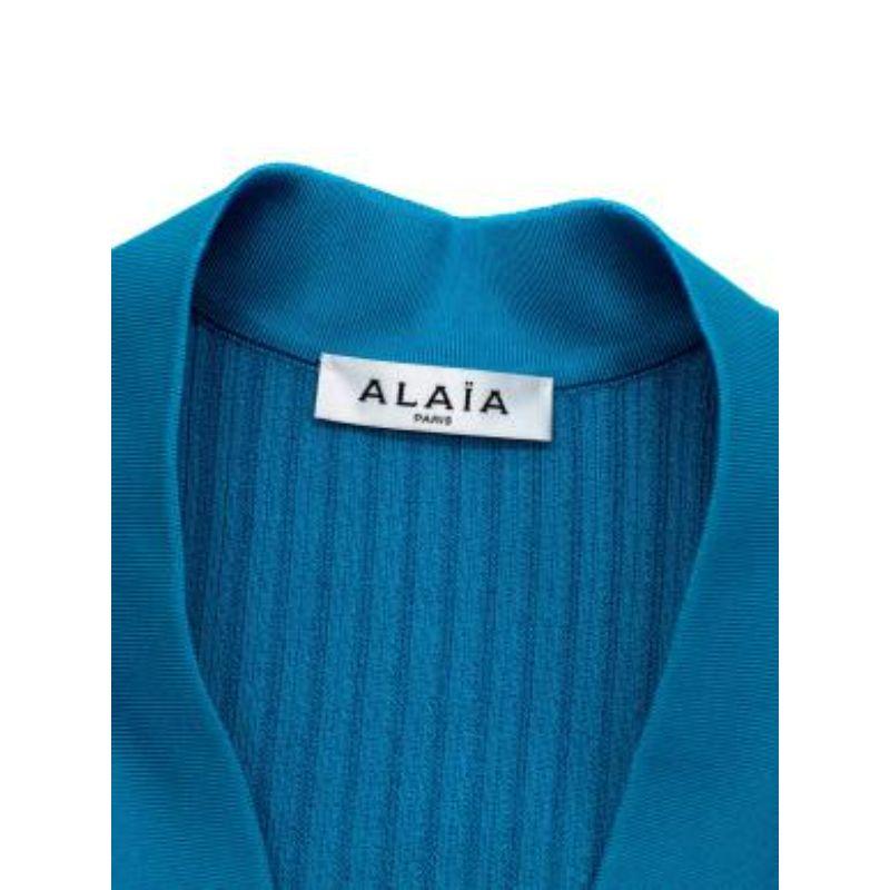Alaia Blue Ribbed Knit Long Sleeved Mini Dress For Sale 6