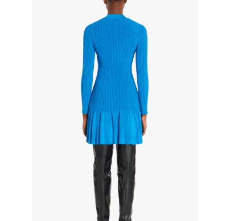 Alaia Blue Ribbed Knit Short Dress For Sale 1