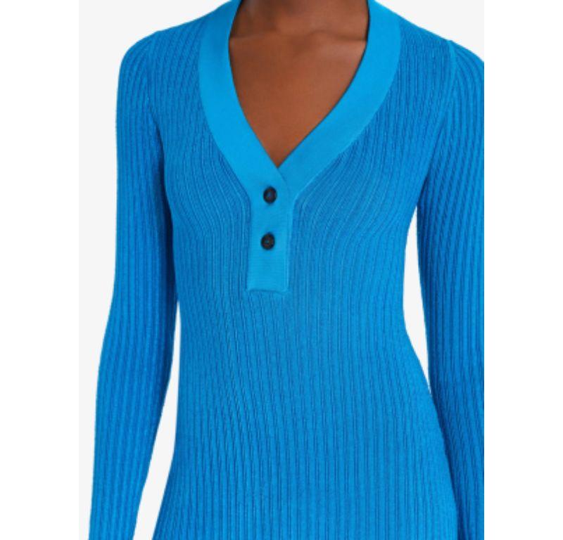Alaia Blue Ribbed Knit Short Dress For Sale 2
