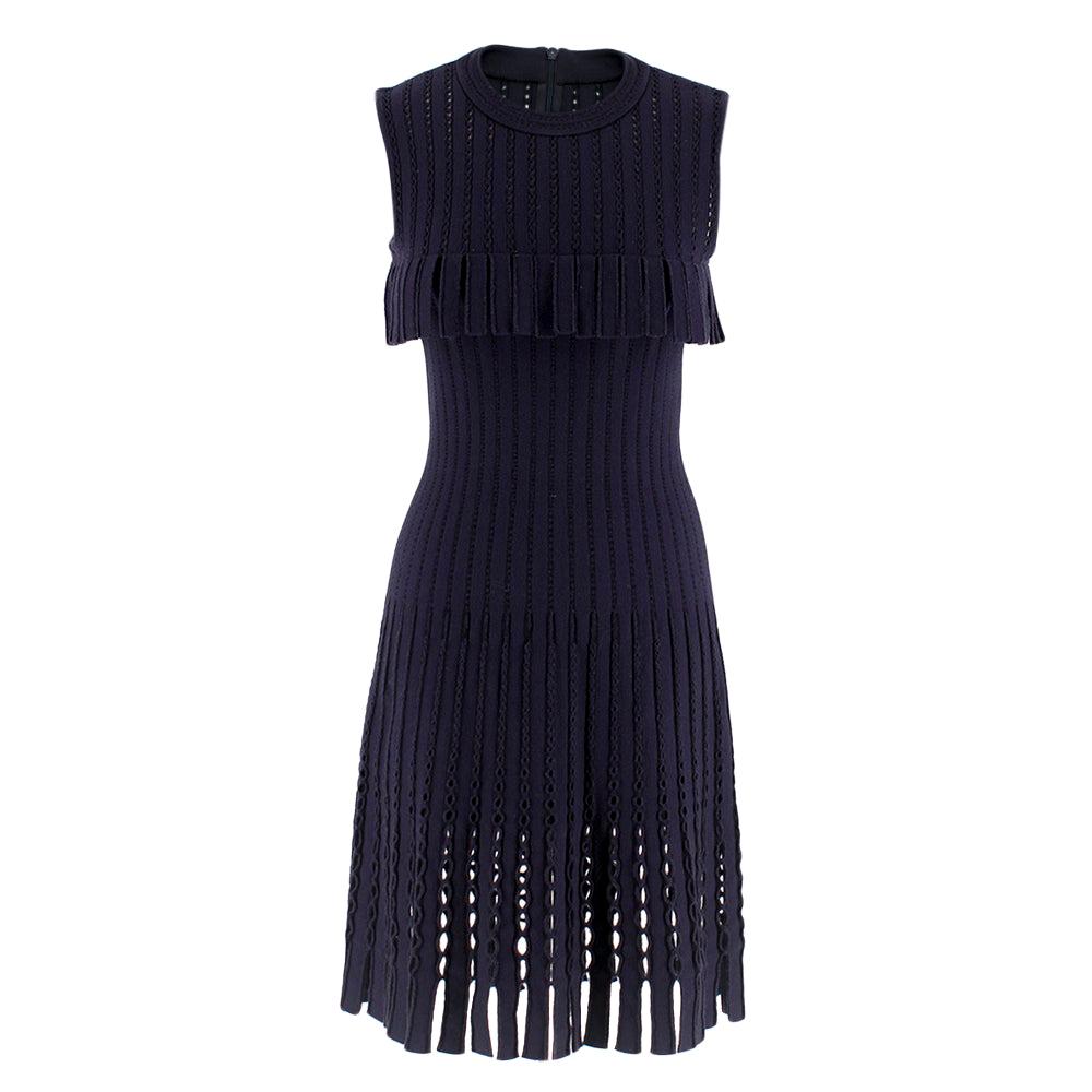 Alaia Blue Sleeveless Wool Knit Dress - Size US 4