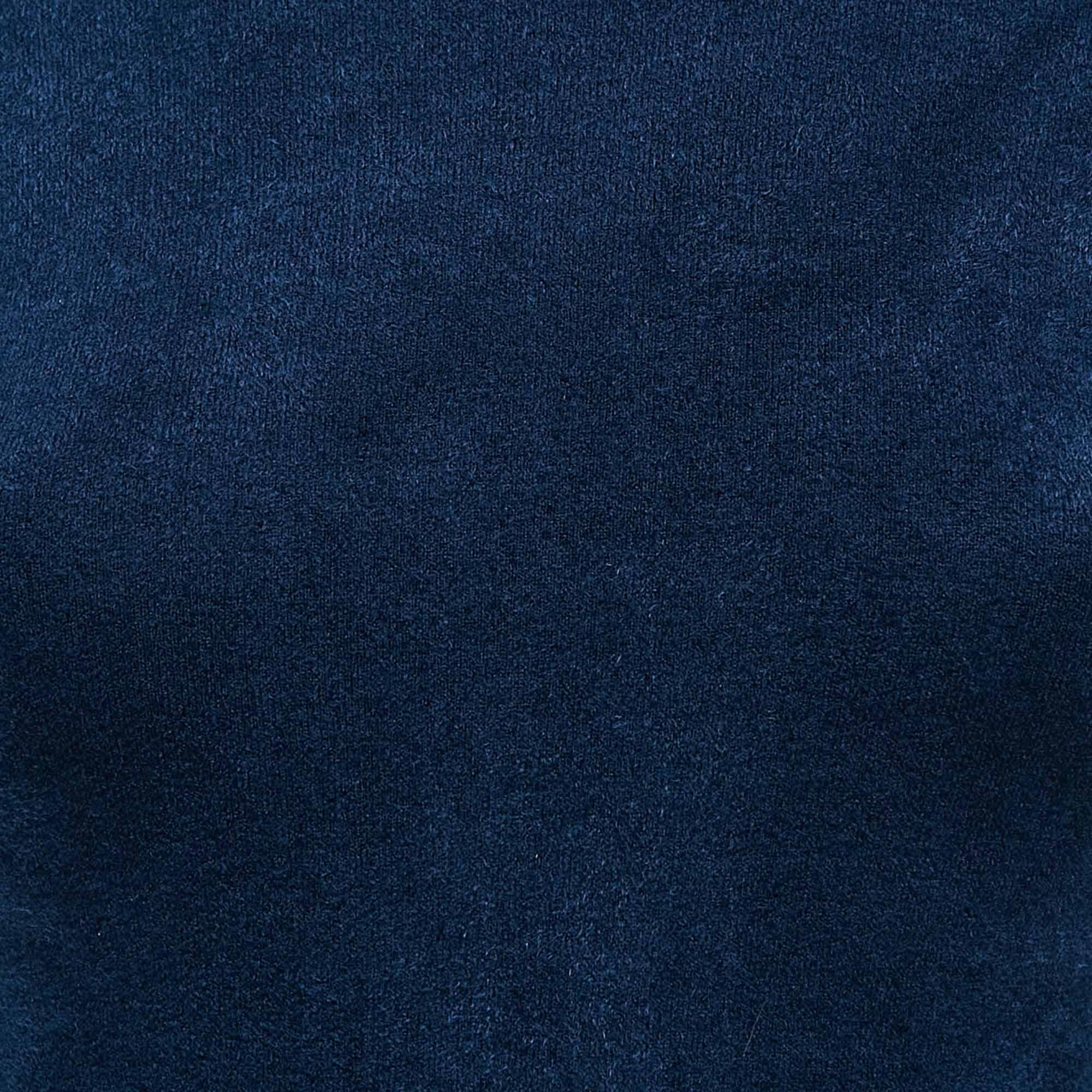 Noir Alaia Blue Stretch Velvet High Neck Bodysuit S