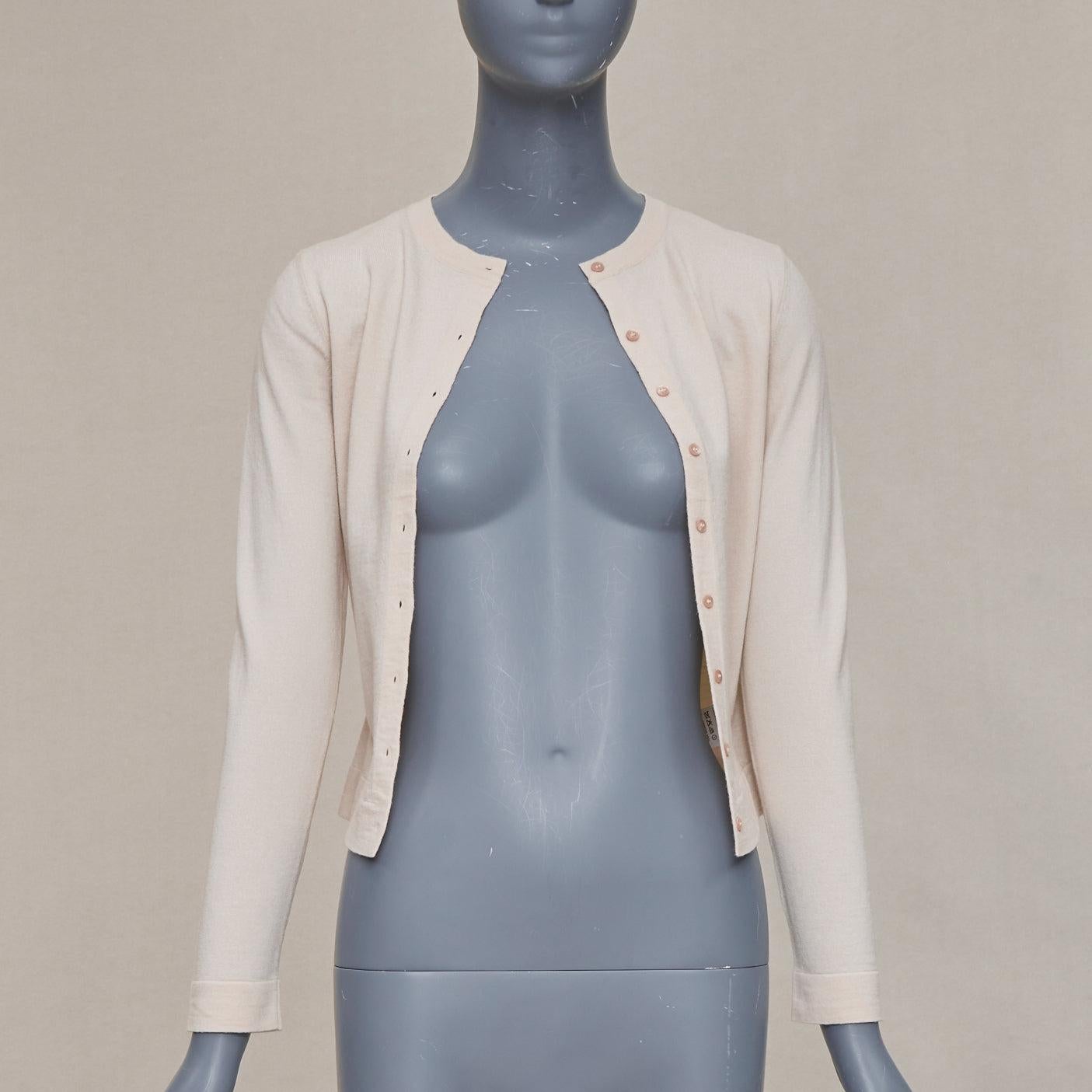 ALAIA blush beige mezcla de lana virgen mini botones chaqueta de punto clásica FR36 S Beige en venta