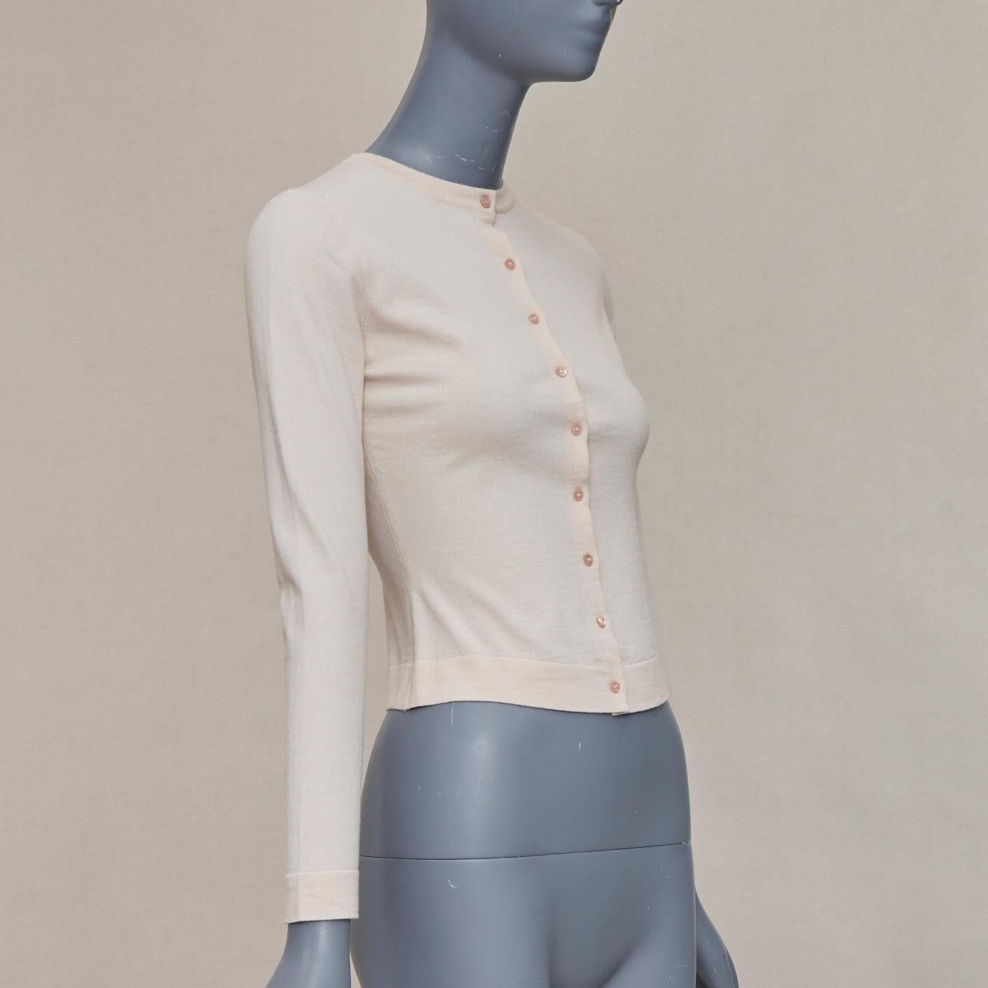 ALAIA blush beige mezcla de lana virgen mini botones chaqueta de punto clásica FR36 S en Excelente estado para la venta en Hong Kong, NT