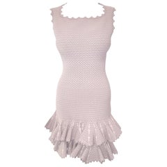 Alaia Body Conscious Blush and Mauve Double Tier Sleeveless Dress 40 EU